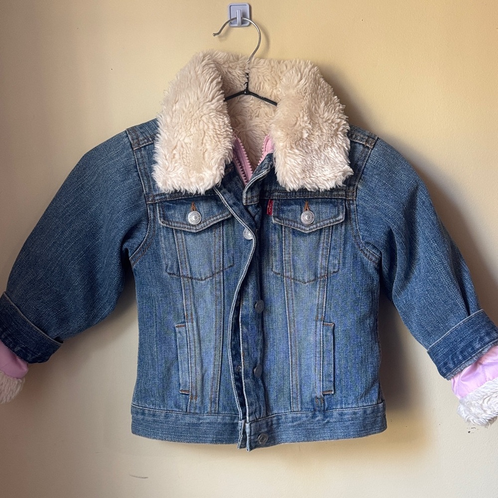 Kids Levi’s Denim Jacket with Faux Shearling Collar